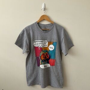 Gildan T Shirt Mens Large Gray Shirt Sleeves Crewneck Happy Father’s Day